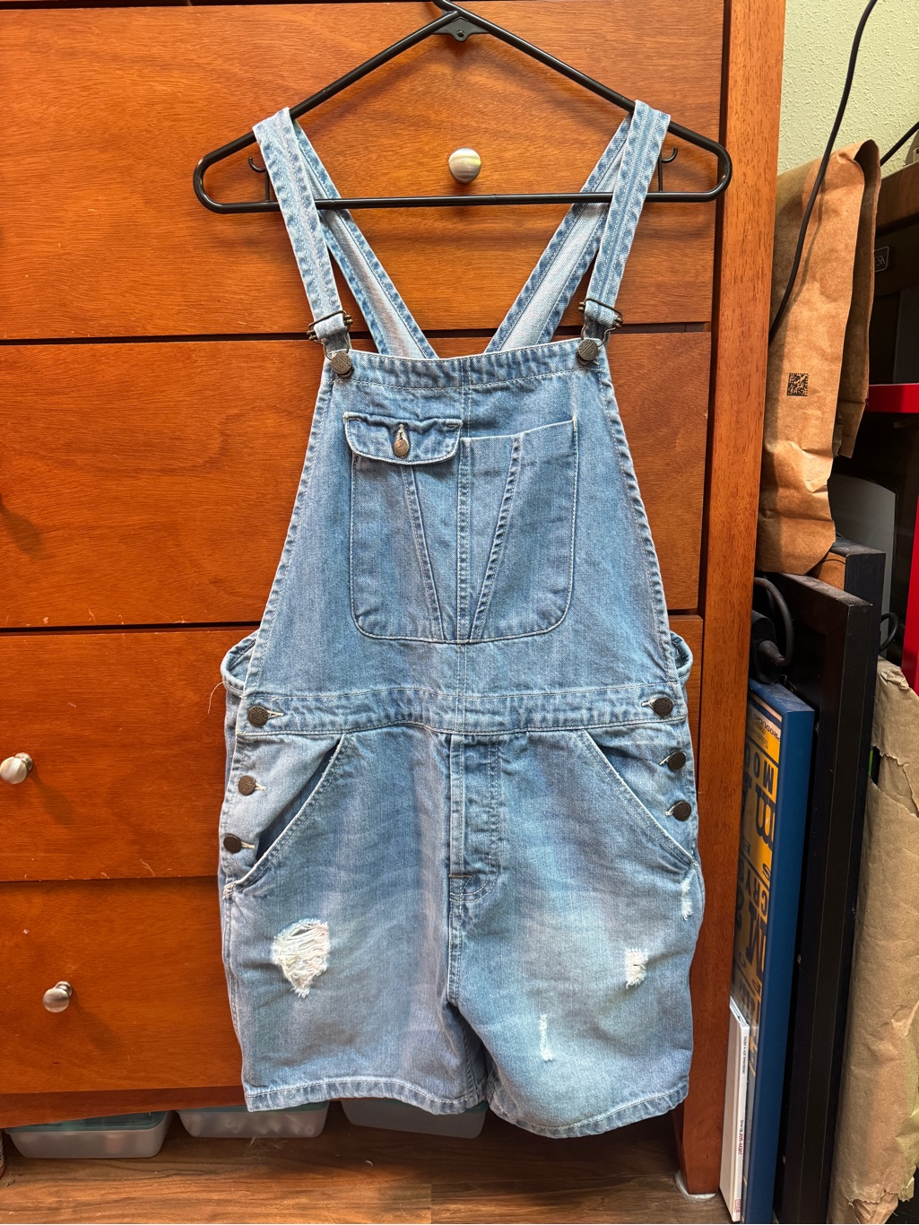 Zara Light Wash Z1975 Denim Short Overalls Sz M
